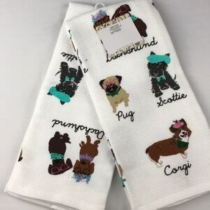 Truly Lou - ‘Doggie Sweater/Hat’ Dish towels. Set of 2.  NWT. Last one!